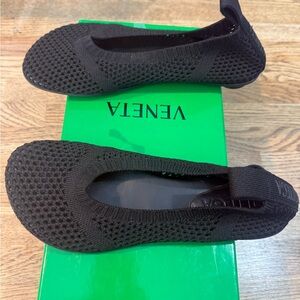 Bottega Veneta Black Knit Flats
